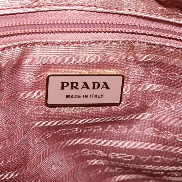 PRADA Hand Bag Nylon Leather 2way Pink Gold Auth EC720 - Picture 10 of 16